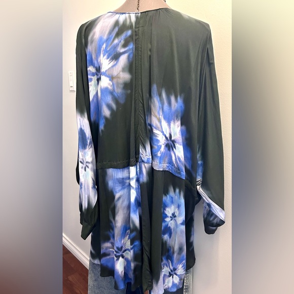 Zara Blue & Black Tie-Dye Flowy Tunic Top - Picture 7 of 14